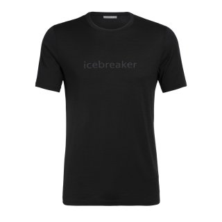 Icebreaker Mens Tech Lite SS Crewe Icebreaker WordmarkBlack