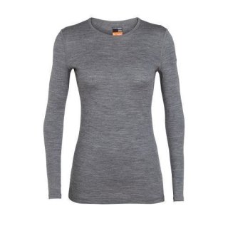 ICEBREAKER WOMENS 200 OASIS LONG SLEEVE V GRITSTONE HEAHTER